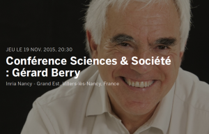 Conférence Gérard Berry – À la chasse aux bugs – 19 novembre 2015